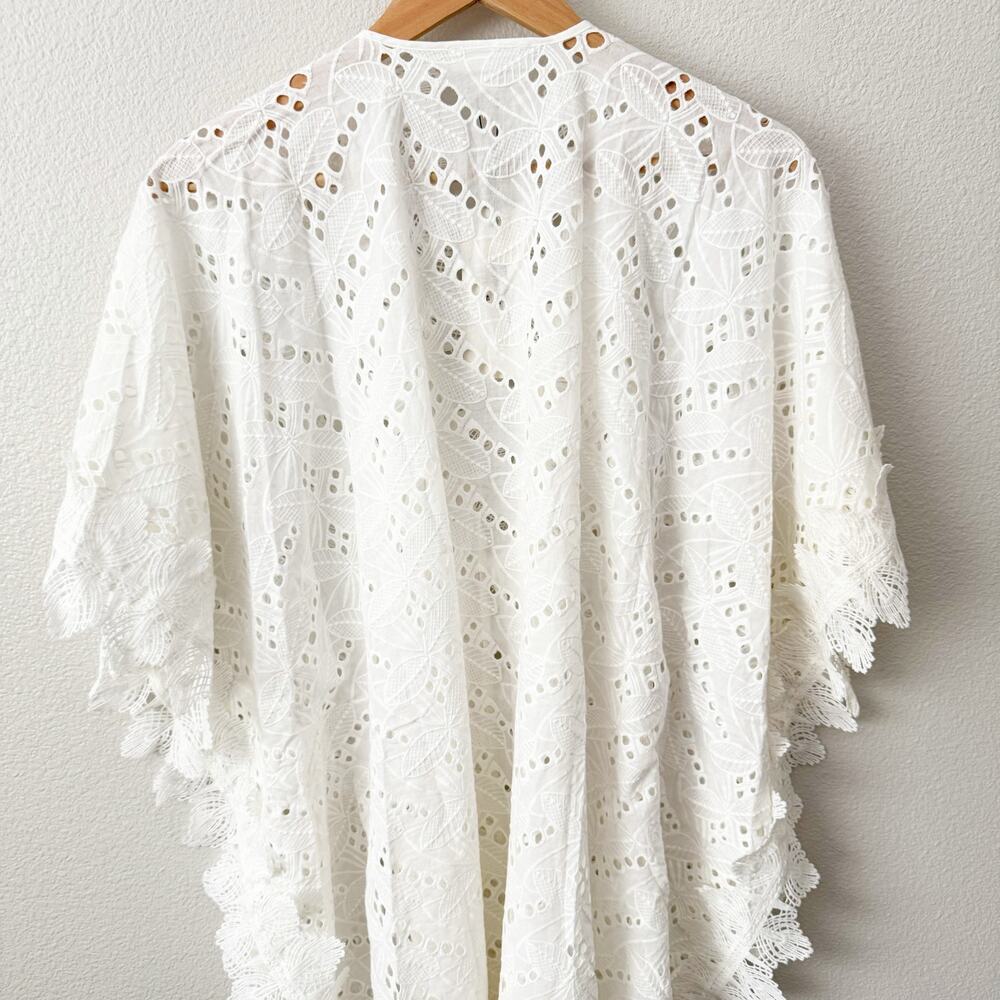 DANCE & MARVEL | Lace Eyelet Cover Up Kimono Wrap Tie  White Oversized | Small - Picture 5 of 9